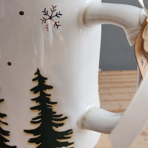 Rae Dunn Ceramic Winter Mug with Green Trees, Snowflakes and Let It Snow NWT - Picture 7 of 15